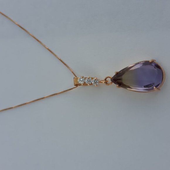 Ametrine with 18K Gold Chain Necklace New Without Tags - Picture 2 of 6